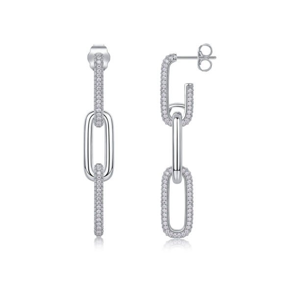 Fashion Geometric Silver Earrings Moissanite - Image 2