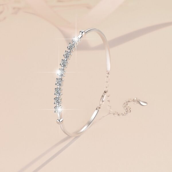 S925 Sterling Silver Women's Bracelet Gang Drill Adjustable Fashion Jewelry Moissanite - Image 2