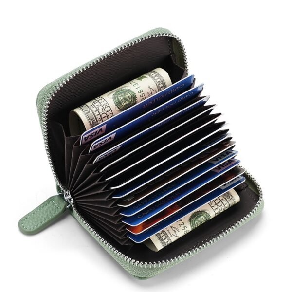 2024 RFID Genuine Leather Card Wallet Men Women Purse With Coin Pocket Zipper Credit Card Holder Small Wallets Bags - Image 3