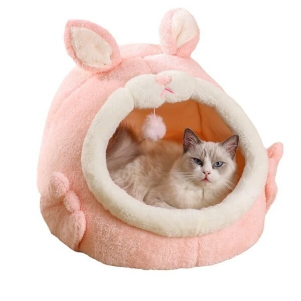 Bejirog Pink Screaming Rabbit Cat Nest Autumn And Winter Semi-closed Cat House - Image 7