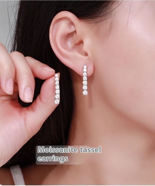 Moissanite Long Tassel Women's Elegant High-grade Light Luxury Earrings Niche Design Sweet - Image 7