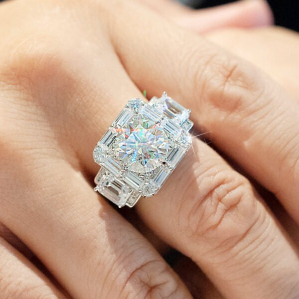 Moissanite Luxury Big Diamond Ring - Image 2