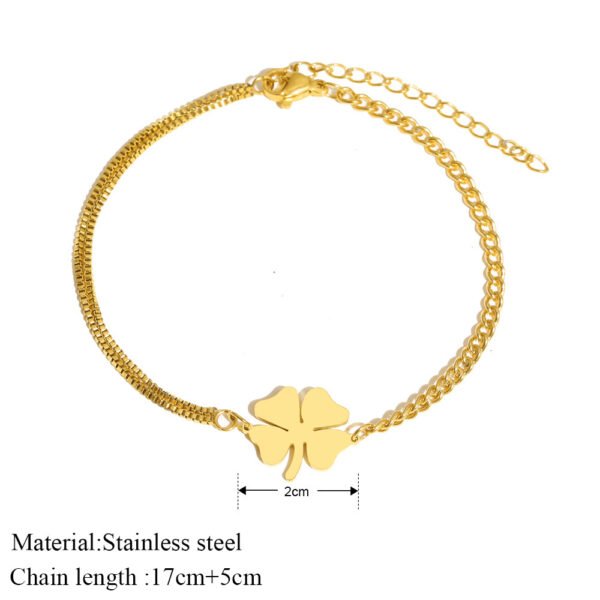 Creative Personality Retro Love Clover Titanium Steel Bracelet - Image 7