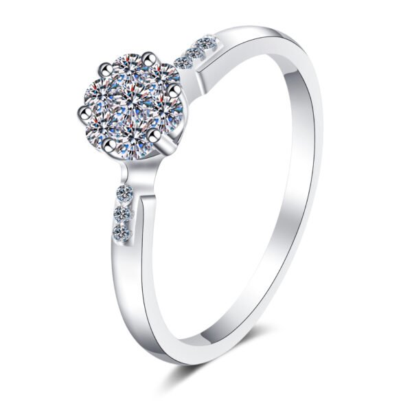 S925 Sterling Silver Ring New Inlaid 24 Points Moissanite - Image 3