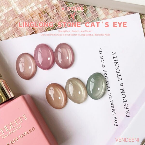 Linglong Stone Cat Eye 6 Colors UV Polish Boiled Water Small Set - Image 3