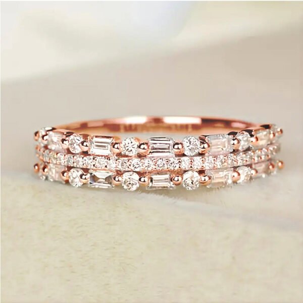 Three-layer Fine Circle Line Setting For Women Full Finger Rings - Image 3