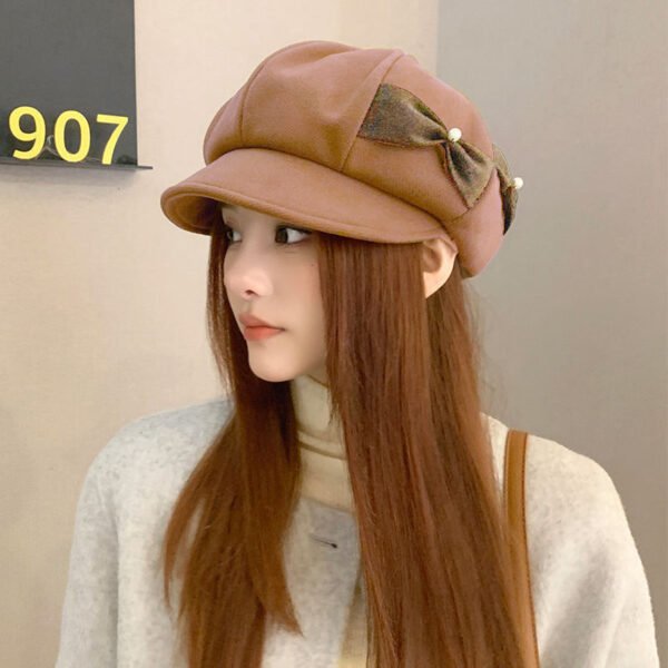 Fashion Pearl Bow Makes Face Look Small Beret Trendy - Image 9