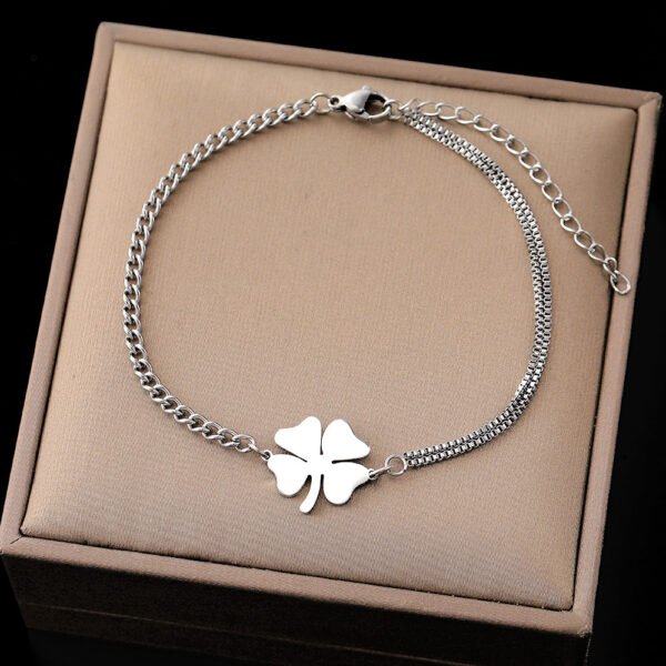 Creative Personality Retro Love Clover Titanium Steel Bracelet - Image 2
