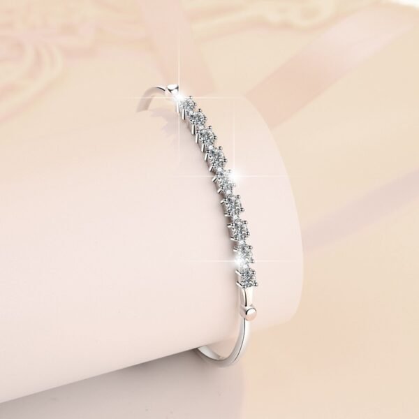 S925 Sterling Silver Women's Bracelet Gang Drill Adjustable Fashion Jewelry Moissanite - Image 4