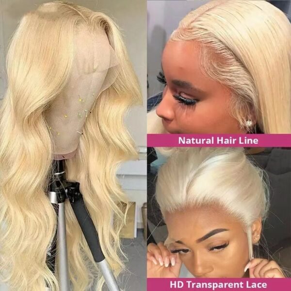 Long Curly Hair Light Blonde Big Waves African Women's Lace Wig - Image 2