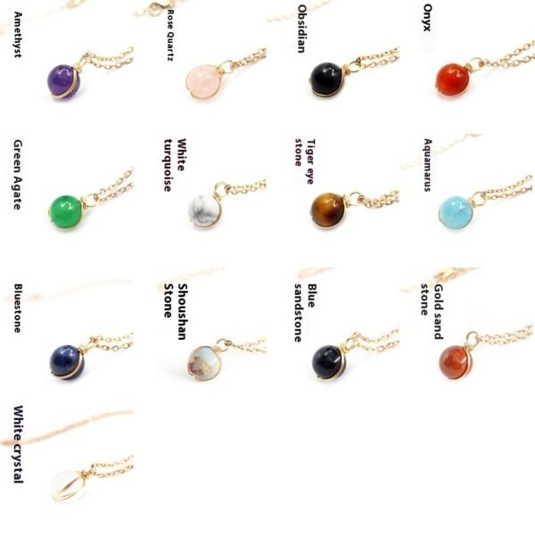 Winding Pendant Natural Crystal Red Agate Necklace Glass Ball Pendant Necklace Women Jewelry Gift - Image 2