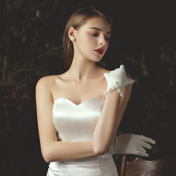Bridal Wedding Dress Gloves Short Tulle - Image 4