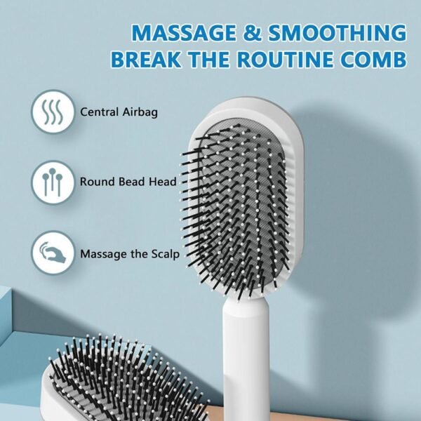 Self Cleaning Hair Brush For Women Massage Scalp Promote Blood Circulation Anti Hair Loss 3D Hair Growth Comb Hairbrush Self-Cleaning Hair Brush   3D Air Cushion Massager Brush   Airbag Massage Comb B - Image 5
