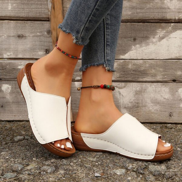 Fashion Solid Wedges Sandals Summer Casual Peep-toe Slippers Outdoor Thick Sole Heightening Slides Shoes Women - Image 4