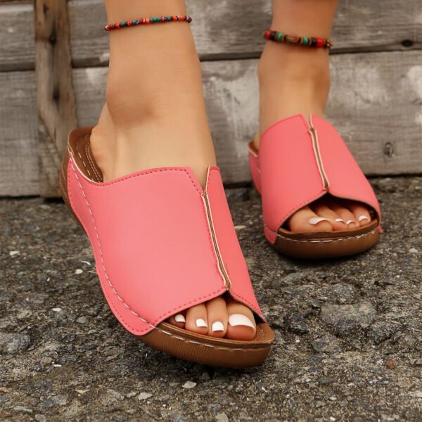 Fashion Solid Wedges Sandals Summer Casual Peep-toe Slippers Outdoor Thick Sole Heightening Slides Shoes Women - Image 2