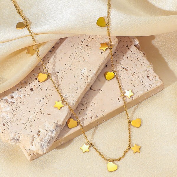 Fashion Simple Stainless Steel Glossy Love Star Necklace - Image 2