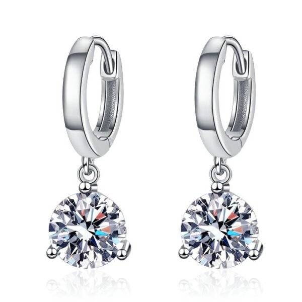 European And American S925 Sterling Silver Earrings Moissanite - Image 3