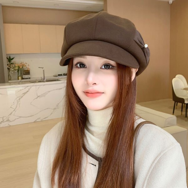 Fashion Pearl Bow Makes Face Look Small Beret Trendy - Image 6