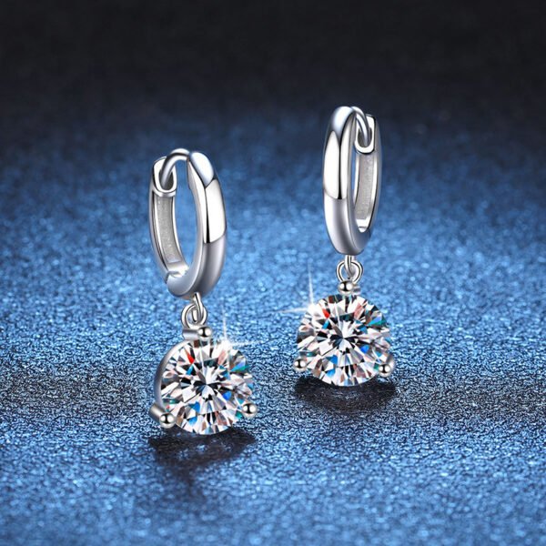 European And American S925 Sterling Silver Earrings Moissanite - Image 2