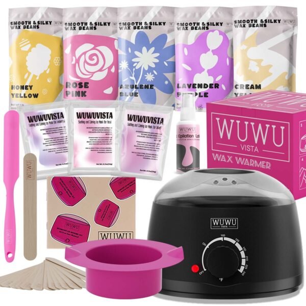 Waxing Kit WUWUVISTA 23 Items Hair Removal Wax Kit With Wax Warmer Waxing Beads Etc For Face, Brazilian, Full Body, Bikini, Sensitiive Skin - Image 3