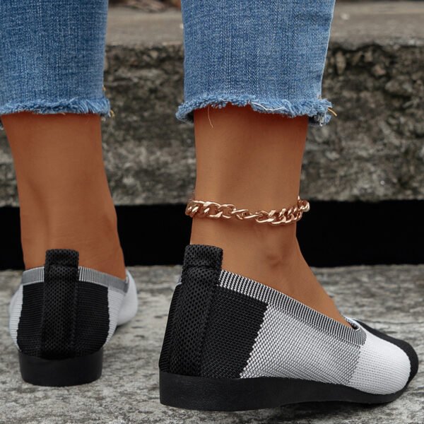 Fashion Colorblock Flats Shoes Flying Woven Breathable Cozy Loafers For Women - Image 4