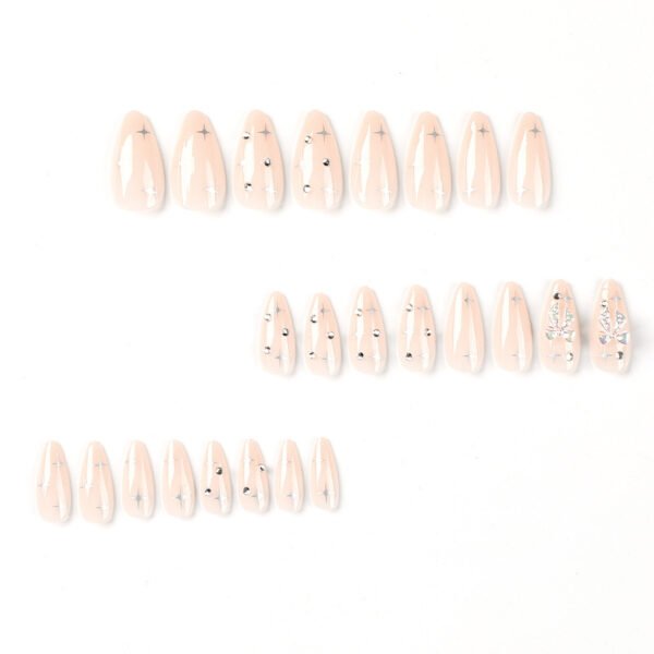Wearable Nail Tip Three-dimensional Ice Bowknot Rhinestone Silver - Image 5
