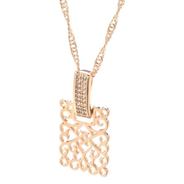 Unique Design Full Green Natural Zircon Women's Pendant Earrings Rose Gold Vintage Bridal Jewelry - Image 3