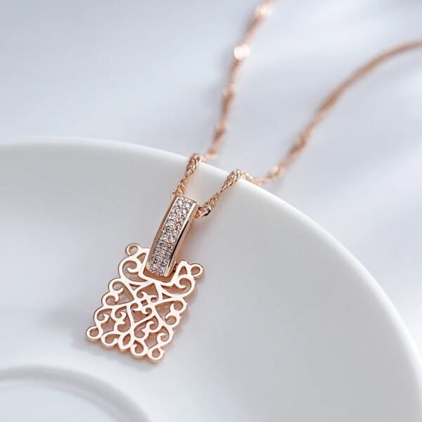 Unique Design Full Green Natural Zircon Women's Pendant Earrings Rose Gold Vintage Bridal Jewelry - Image 4