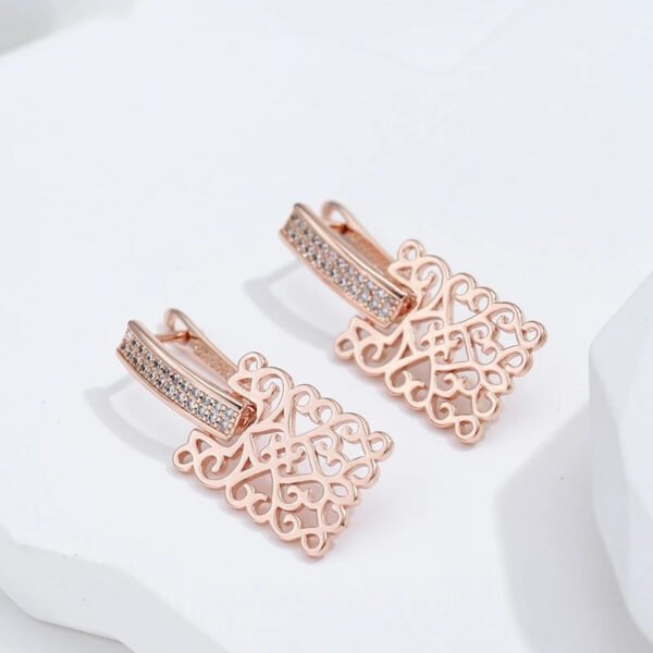 Unique Design Full Green Natural Zircon Women's Pendant Earrings Rose Gold Vintage Bridal Jewelry - Image 5