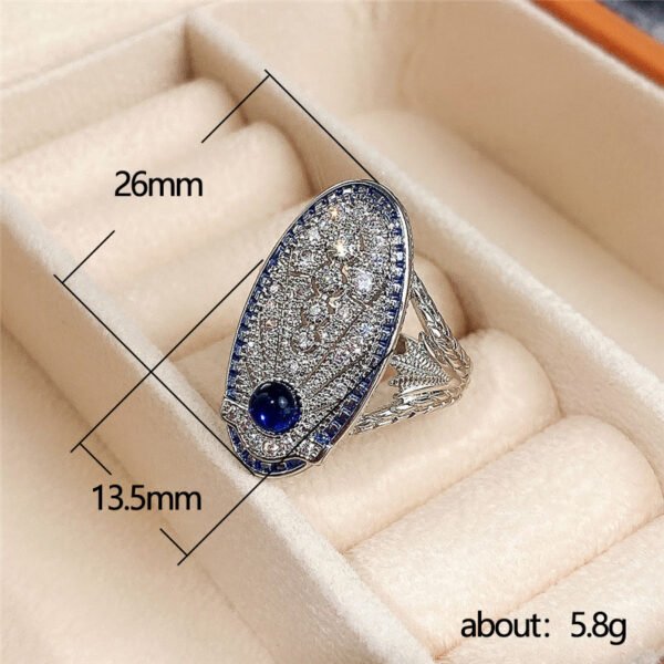 Retro Hollow Style Sapphire Blue Zircon Ring - Image 2