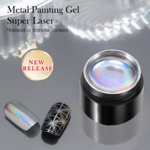 Mirror High-density Hook Line Embellishment Flower Metal Silver Wear-resistant Nail Hand-painted Glue