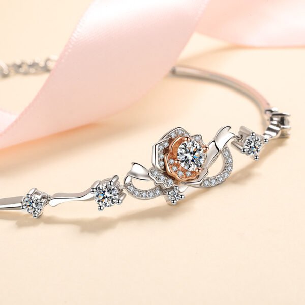 A Rose Bracelet Female S925 Silver Bracelet Inlaid Moissanite Bracelet - Image 5