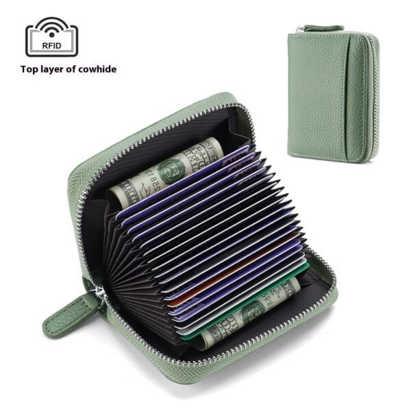 2024 RFID Genuine Leather Card Wallet Men Women Purse With Coin Pocket Zipper Credit Card Holder Small Wallets Bags - Image 4