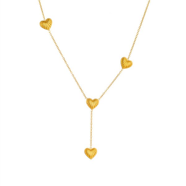 Fashion Simple Striped Heart Tassel Necklace - Image 5