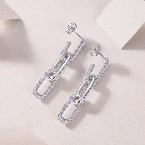 Fashion Geometric Silver Earrings Moissanite - Image 3
