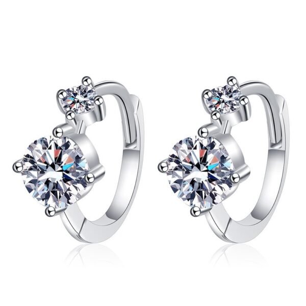 S925 Sterling Silver Earrings Plated Pt950 Simple Graceful Moissanite D Color - Image 5