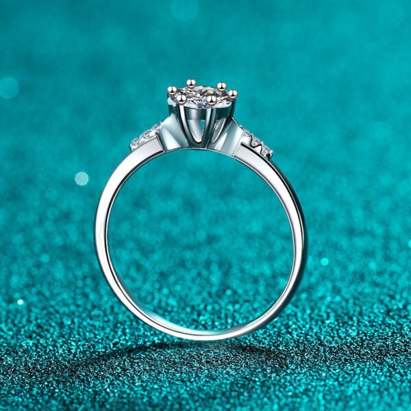 S925 Sterling Silver Ring New Inlaid 24 Points Moissanite - Image 2
