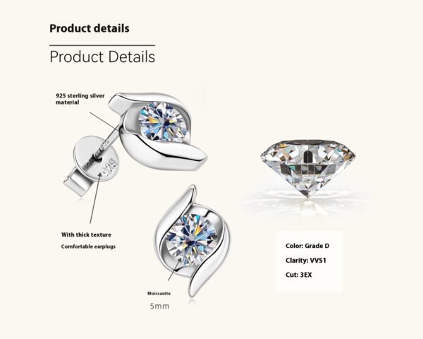 Affordable Luxury Fashion High-grade Moissanite Stud Earrings For Women - Image 10