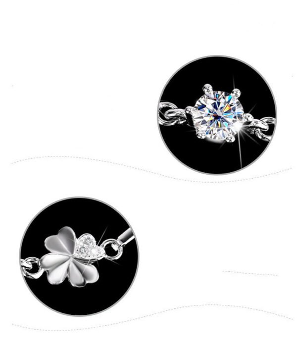Sterling Silver Moissanite Four-leaf Clover Bracelet - Image 7