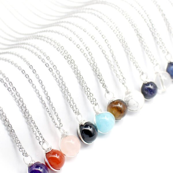 Winding Pendant Natural Crystal Red Agate Necklace Glass Ball Pendant Necklace Women Jewelry Gift - Image 7