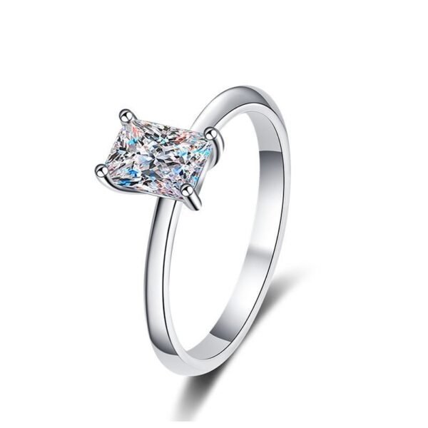 S925 Sterling Silver Ring Moissanite Ring D Color 1 Karat - Image 3