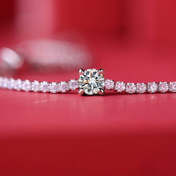 Silver Inlay Moissanite Round Bracelet - Image 2