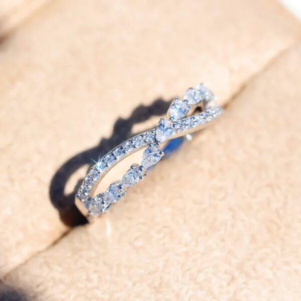 Inlaid Zircon Ring Female Cross Water Drop - Image 2
