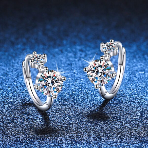 S925 Sterling Silver Earrings Plated Pt950 Simple Graceful Moissanite D Color - Image 3