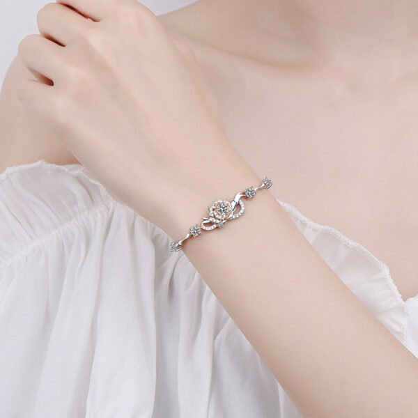 A Rose Bracelet Female S925 Silver Bracelet Inlaid Moissanite Bracelet - Image 7
