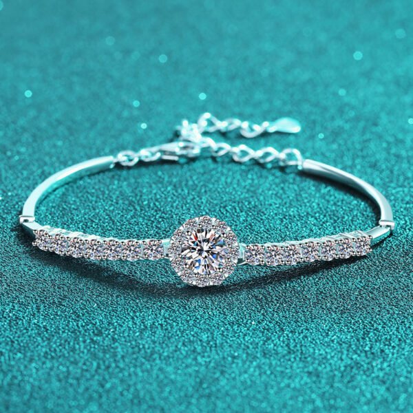 S925 Sterling Silver Hand-inlaid Moissanite Round Bag Gang Drill Bracelet Starry Sky - Image 6