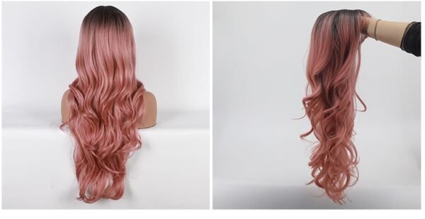 European And American Long Curly Hair Wig Cover Natural Neat Bangs - Image 5