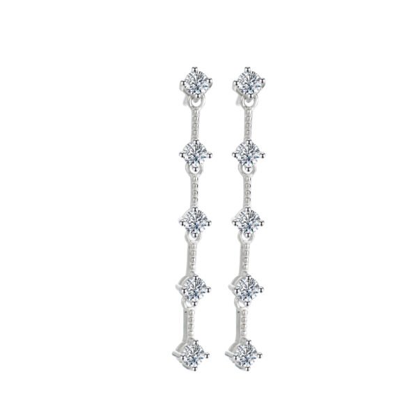 Fashionable Long Tassel Moissanite Diamond Earrings - Image 3