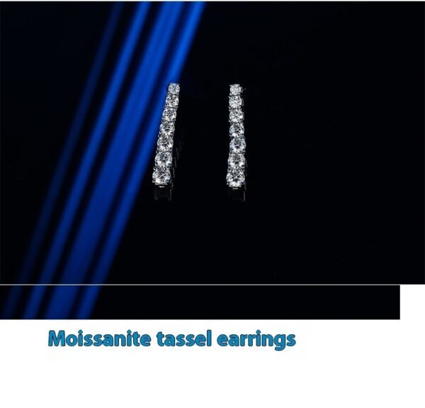 Moissanite Long Tassel Women's Elegant High-grade Light Luxury Earrings Niche Design Sweet - Image 2