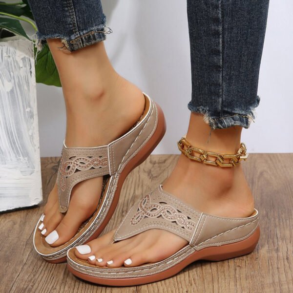 Clip Toe Wedge Sandals Women Summer Flip Flops Slippers Beach Shoes - Image 9